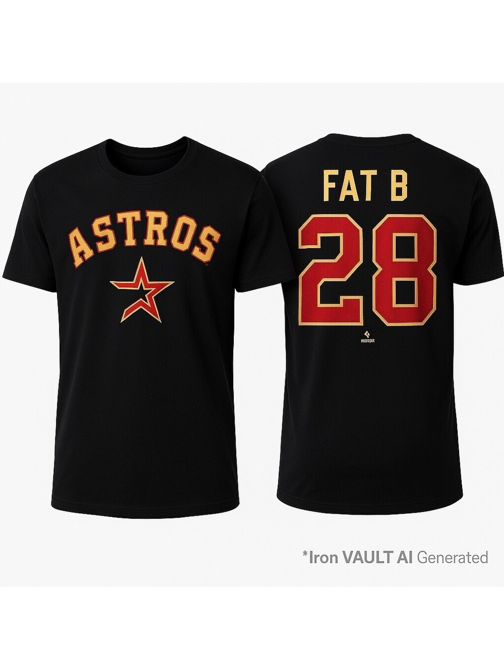 Houston Astros XL Black Fat B 28 Fanatics T Shirt Retro Logo MLB Players